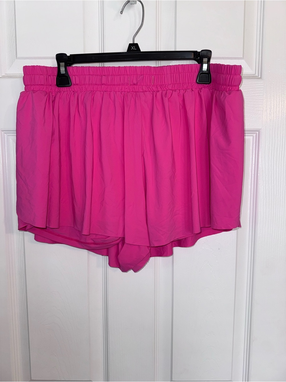 Women's Pink Elastic Waist Ruffle Shorts